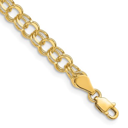 14k 5mm Solid Double Link Charm Bracelet