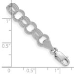 14k White Gold 6mm Solid Textured Triple Link Charm Bracelet - Image 3