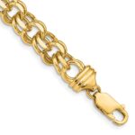 14k 8.5mm Diamond-cut Solid Heavy Double Link Charm Bracelet