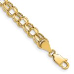 14k 6mm Hollow Diamond-cut Double Link Charm Bracelet