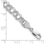 14k White Gold 7mm Hollow Diamond-cut Double Link Charm Bracelet - Image 3
