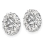 14k White Gold 1 carat Diamond Circle Earring Jackets - Image 2