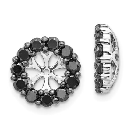 14k White Gold 1 carat Black Diamond Circle Earring Jackets
