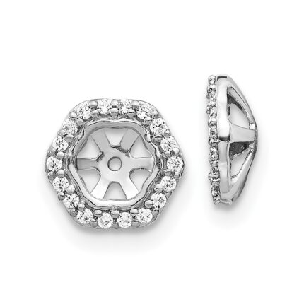 14k White Gold Hexagon 1/6 carat Diamond Earring Jackets
