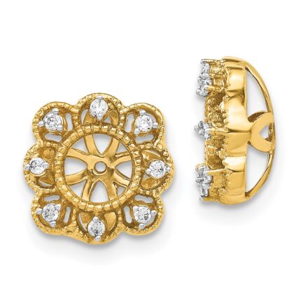 14k Fancy 1/10 carat Diamond Earring Jackets