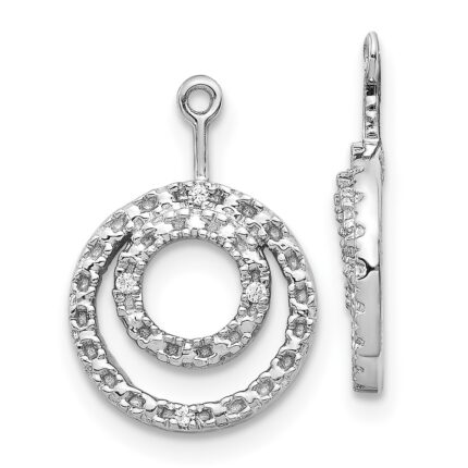 14k White Gold Double Circle Diamond Earring Jackets