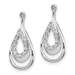 10k White Gold Double Teardrop Diamond Earring Jackets - Image 2