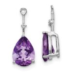 14k White Gold Diamond and 8x6 Pear Amethyst Earring Jackets