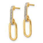 14K Polished 1/20 carat Diamond Paperclip Link Dangle Post Earrings - Image 2