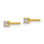 18k 1/10 carat Lab Grown Diamond VS+ F+ Round Complete Four Prong Stud Earrings - Image 2