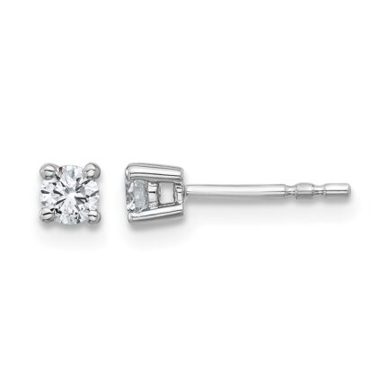 14k White Gold 1/4 carat Lab Grown Diamond VS+ F+ Round Complete Four Prong Heavyweight Stud Earrings