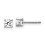 Sterling Silver Rhodium-plated 1/2 carat Lab Grown Diamond VS+ F+ Round Complete Four Prong Stud Earrings