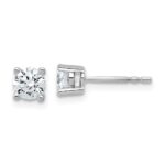 18k White Gold 3/4 carat Lab Grown Diamond VS+ F+ Round Complete Four Prong Stud Earrings