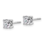 Sterling Silver Rhodium-plated 1 carat Lab Grown Diamond VS/SI+ G+ Round Complete Four Prong Stud Earrings - Image 2