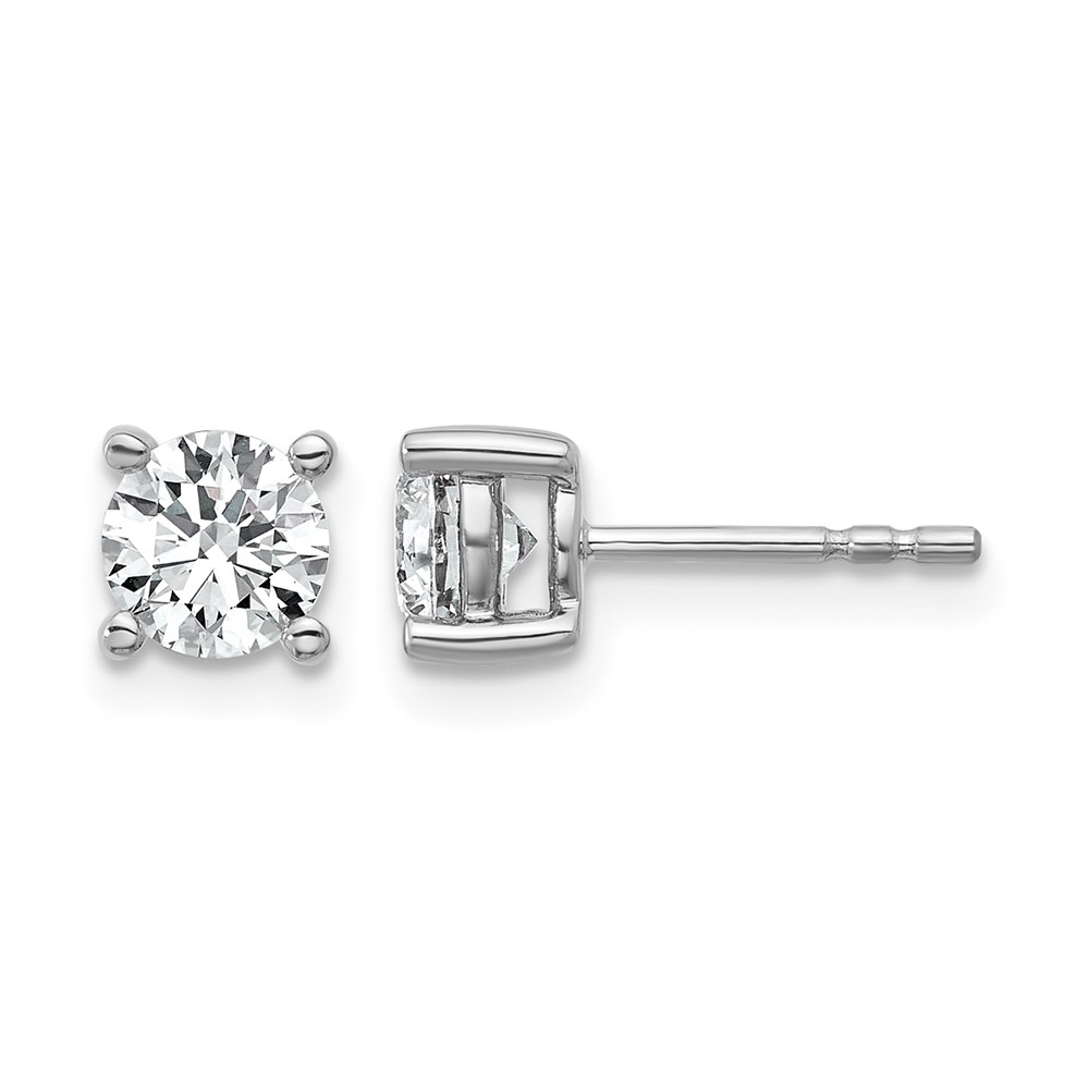 EM1006-100-WAA-6.jpg 14k White Gold 1 carat Lab Grown Diamond VS+ F+ Round Complete Four Prong Heavyweight Stud Earrings - Image 1