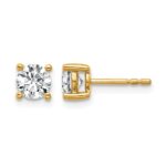 14k 1 carat Certified Lab Grown Diamond VS+ F+ Round Complete Four Prong Heavyweight Stud Earrings