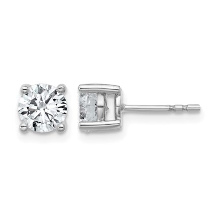 14k White Gold 1 1/2 carat Certified Lab Grown Diamond VS+ F+ Round Complete Four Prong Heavyweight Stud Earrings