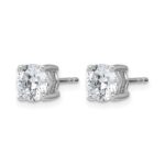 14k White Gold 2 carat Lab Grown Diamond VS/SI+ G+ Round Complete Four Prong Heavyweight Stud Earrings - Image 2