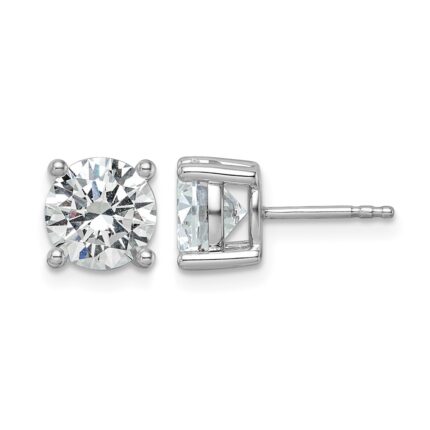 14k White Gold 3 carat Certified Lab Grown Diamond VS/SI+ G+ Round Complete Four Prong Screwback Heavyweight Stud Earrings