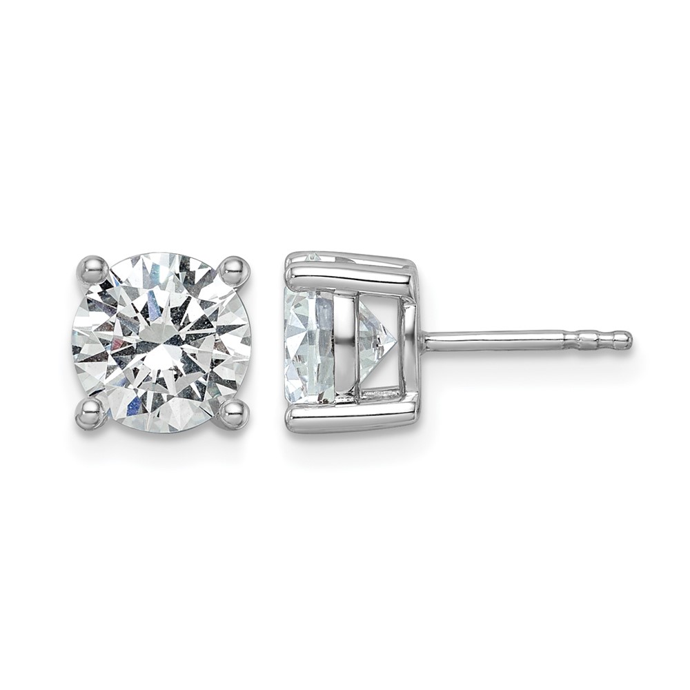 EM1006-300-WAA-6.jpg 14k White Gold 3 carat Certified Lab Grown Diamond VS/SI+ G+ Round Complete Four Prong Screwback Heavyweight Stud Earrings - Image 1