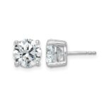 14k White Gold 5 carat Lab Grown Diamond VS+ F+ Round Complete Four Prong Heavyweight Stud Earrings