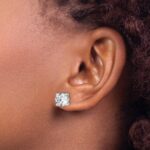 14k White Gold 5 carat Certified Lab Grown Diamond VS/SI+ G+ Round Complete Four Prong Heavyweight Stud Earrings - Image 3