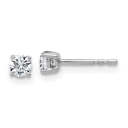 14k White Gold 1/3 carat Certified Lab Grown Diamond VS+ F+ Round Complete Four Prong Lightweight Stud Earrings