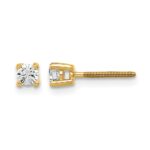 14k 1/5 carat Certified Lab Grown Diamond VS+ F+ Round Complete Four Prong Screwback Heavyweight Stud Earrings