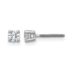 14k White Gold 1/4 carat Lab Grown Diamond VS/SI+ G+ Round Complete Four Prong Screwback Heavyweight Stud Earrings