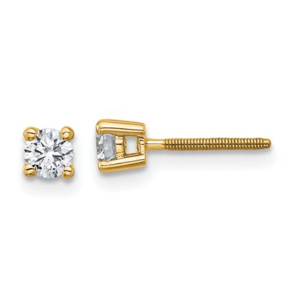18k 1/3 carat Lab Grown Diamond VS+ F+ Round Complete Four Prong Screwback Stud Earrings