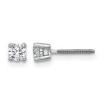 14k White Gold 1/3 carat Certified Lab Grown Diamond VS+ F+ Round Complete Four Prong Screwback Heavyweight Stud Earrings