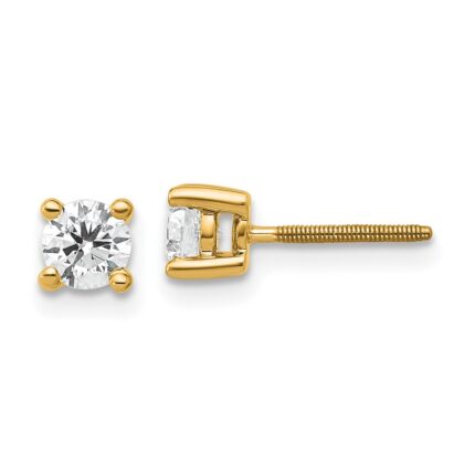 18k 1/2 carat Lab Grown Diamond VS+ F+ Round Complete Four Prong Screwback Stud Earrings