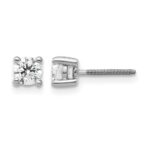 14k White Gold 1/2 carat Lab Grown Diamond VS/SI+ G+ Round Complete Four Prong Screwback Heavyweight Stud Earrings