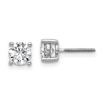 18k White Gold 1 carat Lab Grown Diamond VS+ F+ Round Complete Four Prong Screwback Stud Earrings
