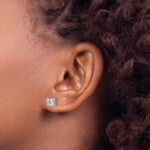 14k White Gold 1 carat Lab Grown Diamond VS/SI+ G+ Round Complete Four Prong Screwback Heavyweight Stud Earrings - Image 3