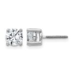 14k White Gold 1 1/2 carat Lab Grown Diamond VS/SI+ G+ Round Complete Four Prong Screwback Heavyweight Stud Earrings