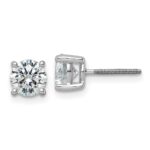 Platinum 4 carat Lab Grown Diamond VS+ F+ Round Complete Four Prong Screwback Stud Earrings