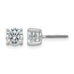 14k White Gold 4 carat Lab Grown Diamond VS/SI+ G+ Round Complete Four Prong Screwback Heavyweight Stud Earrings