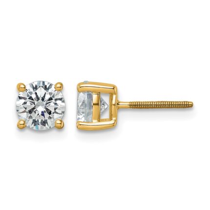 14k 7 carat Lab Grown Diamond VS/SI+ G+ Round Complete Four Prong Screwback Heavyweight Stud Earrings