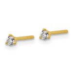 14k 1/10 carat Lab Grown Diamond VS/SI+ G+ Round Complete Three Prong Stud Earrings - Image 2