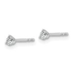 14k White Gold 1/6 carat Lab Grown Diamond VS+ F+ Round Complete Three Prong Stud Earrings - Image 2