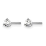 14k White Gold 1/5 carat Lab Grown Diamond VS+ F+ Round Complete Three Prong Stud Earrings - Image 2