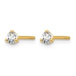14k 1/5 carat Lab Grown Diamond VS/SI+ G+ Round Complete Three Prong Stud Earrings - Image 2