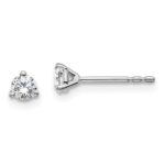 18k White Gold 1/4 carat Lab Grown Diamond VS+ F+ Round Complete Three Prong Stud Earrings