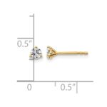 14k 1/3 carat Lab Grown Diamond VS/SI+ G+ Round Complete Three Prong Stud Earrings - Image 5