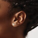 14k 3/8 carat Lab Grown Diamond VS+ F+ Round Complete Three Prong Stud Earrings - Image 3