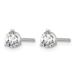 14k White Gold 1/2 carat Certified Lab Grown Diamond VS+ F+ Round Complete Three Prong Stud Earrings - Image 2