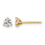 14k 1/2 carat Certified Lab Grown Diamond VS+ F+ Round Complete Three Prong Stud Earrings