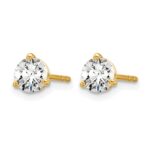 14k 5/8 carat Certified Lab Grown Diamond VS+ F+ Round Complete Three Prong Stud Earrings - Image 2