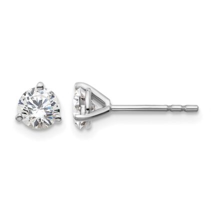14k White Gold 3/4 carat Lab Grown Diamond VS+ F+ Round Complete Three Prong Stud Earrings